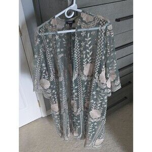 Torrid Sage Green Sheer Floral Lace Duster